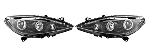 Peugeot 307 og 307SW Angel Eyes, sort, positionslysringe, LED