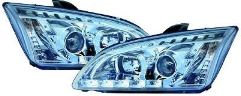 Ford Focus 04-08 Dragonlights med Diodekørelys LED, krom