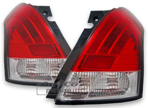 Suzuki Swift Lexus style Diodebaglygter LED, rød/krom